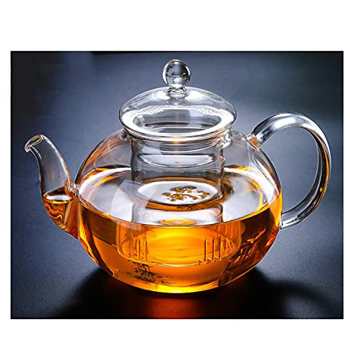 Muerlamo Glass Teapot Stovetop Safe, 20.3oz/600ml Clear Teapot with Removable Infuser, Loose Leaf and Blooming Tea Maker