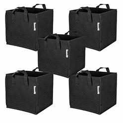 iPower 5 Pack 10 Gallon Square Grow Bags Thick Fabric Planting Pots with Handles for Indoor and Outdoor Garden, 5-Pack, Black
