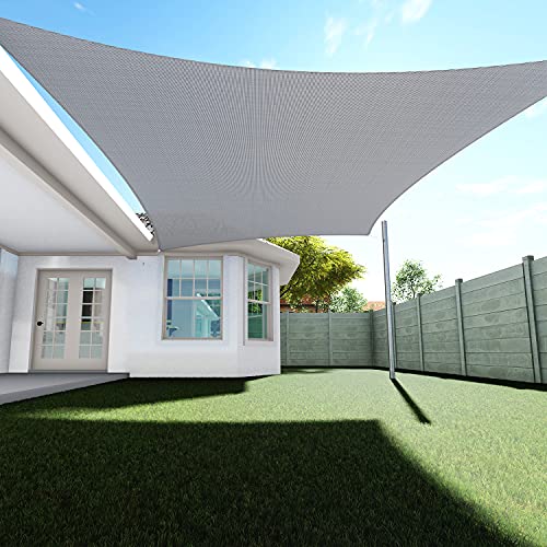 TANG Sunshades Depot 7' x 24' Sun Shade Sail Square Permeable Canopy Light Gray/Grey Customize Commercial Standard 180 GSM HDPE