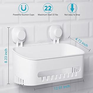 BUDGET & GOOD Budget & Good Shower Caddy Suction Cup No-Drilling Removable Bathroom  Shower Organizer Suction Shower Storage Heavy Duty Shower
