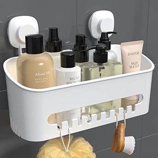 Budget & Good Shower Caddy Suction Cup No-Drilling Removable Bathroom Shower Organizer Suction Shower Storage Heavy Duty Shower
