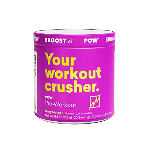 EBOOST POW Natural Pre-Workout ? 20 Servings - Berry Melon Fizz - A Pre Workout Supplement for Performance, Joint Mobility Suppo