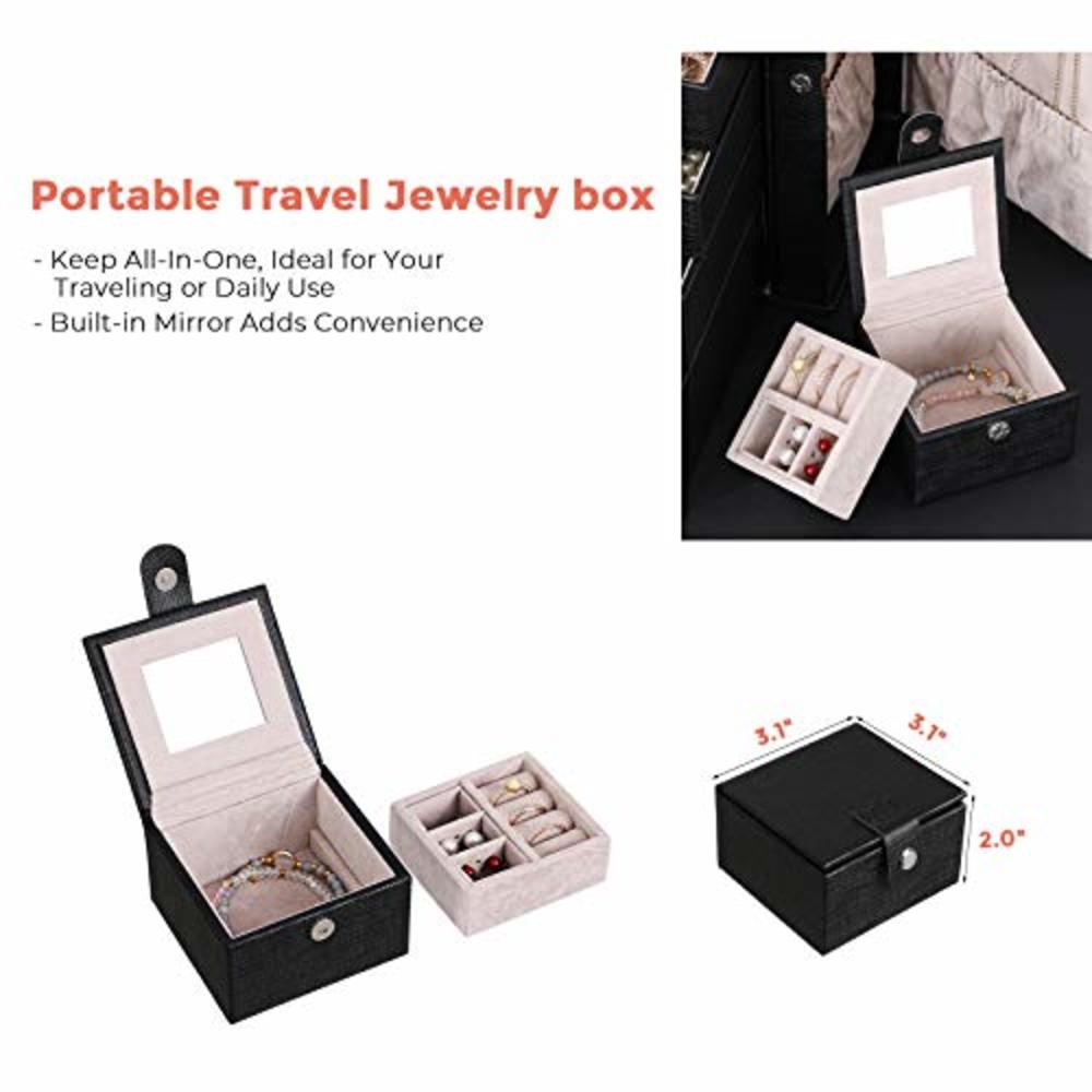 ANWBROAD 6 Tier Huge Jewelry Box Jewelry Organizer Box Display Storage Case Holder with Lock Mirror Girls Jewelry Box for Earrin