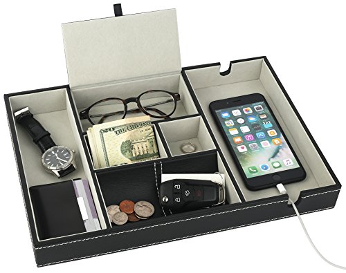 Mantello Valet Tray Nightstand Organizer - Top Dresser Holders for Wallet, Phone, Keys, Jewelry, Money, Accessories - Made from 