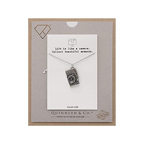 Quinnlyn & Co. Life is Like Camera Necklace with 16gb SD Card Secret Storage, Point & Shoot Inspired Charm, DSLR Classic Camera 