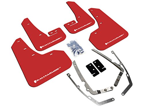 Rally Armor MF37-UR-RD/WH UR Series Red Mud Flap Kit with White Rally Armor Logo