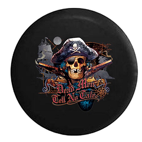 American Unlimited Dead Men Tell No Tales Pirate Skull & Crossbones Sea Compass Spare Tire Cover Black 30 in