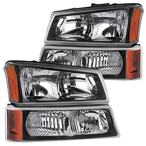 RXMOTOR HL-CH912030BA 2003-2006 Chevy Silverado 1500 2500 3500 Headlight Replacement And Bumper Signal Lamps Assembly