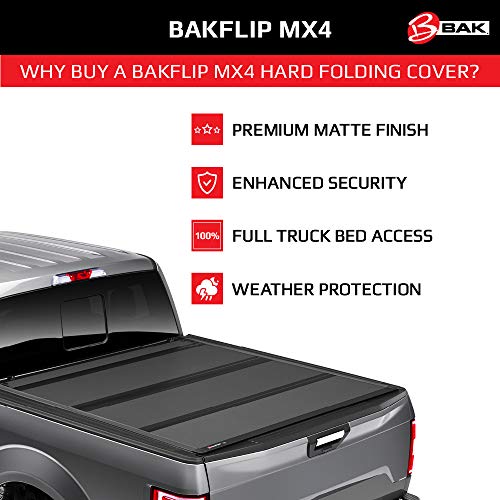 BAK BAKFlip MX4 Hard Folding Truck Bed Tonneau Cover | 448207 | Fits 2009-2018, 2019-21 Classic Dodge Ram 5 7" Bed (67.4")