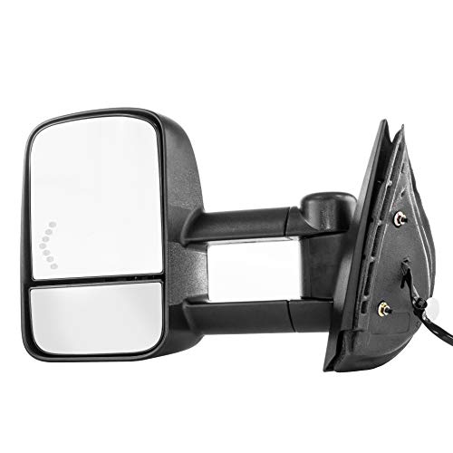 Dependable Direct Left Driver Side Towing Mirror for 2007-2013 Chevy Silverado 1500 Textured Telescopic Folding Heated Left Door Mirror with Signa