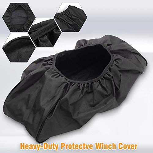 MUAKIOY Winch Cover, Heavy Duty Waterproof Dust-Proof Winch Protection Cover, Ideal for Electric Winches 8500-17500 lbs, Indoor/Outdoor 