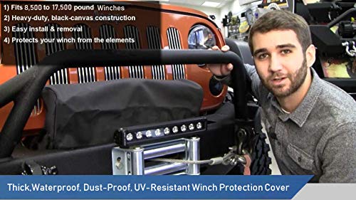 MUAKIOY Winch Cover, Heavy Duty Waterproof Dust-Proof Winch Protection Cover, Ideal for Electric Winches 8500-17500 lbs, Indoor/Outdoor 