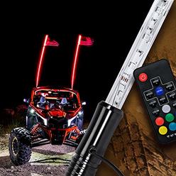 ONLINE LED STORE 5ft LED Whip Light for UTV ATV [21 Modes] [20 Colors] [RF Wireless Remote] [Weatherproof] [USA Flag] LED Lighted Whip Antenna fo