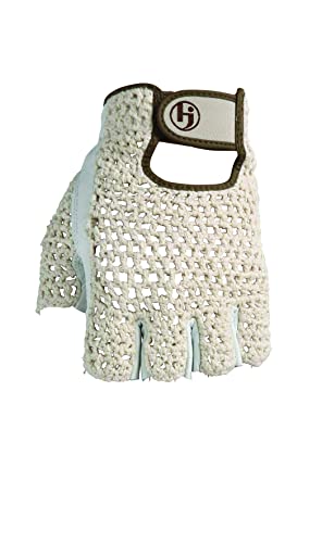 HJ Glove Womens Snow White Original Half Finger Golf Glove, Large, Left Hand