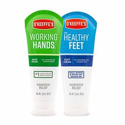 OKeeffes Working Hands Hand Cream, 3 Ounce Tube and Healthy Feet Foot Cream, 3 Ounce Tube