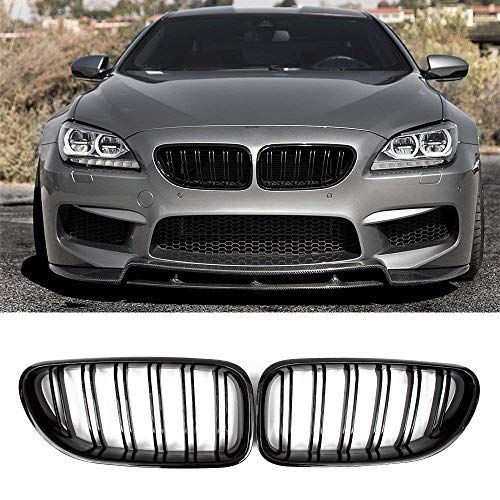 Qitian Front Grille, Kidney Grill Replacement for BMW 2012-2017 6 Series F06 F12 F13 (ABS, Gloss Black)