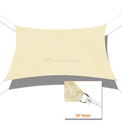 TANG Sunshades Depot Beige 8 x 12 Sun Shade Sail Permeable Canopy Cover Customize Commercial Standard 180 GSM HDPE