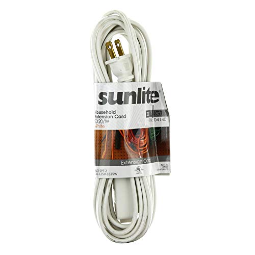 Sunlite 04140-SU 20-Foot Household Extension Cord, Three 2-Prong Polarized Sockets, Tamper Guards, Indoor Use, for Small Applian