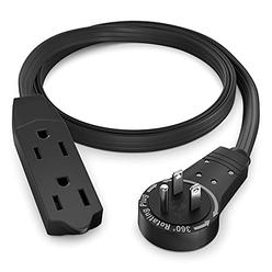 Maximm Cable 2 Ft 360?Rotating Flat Plug Extension Cord / Wire, 16 AWG 24 Inch Multi 3 Outlet Extension Wire, 3 Prong Grounded W