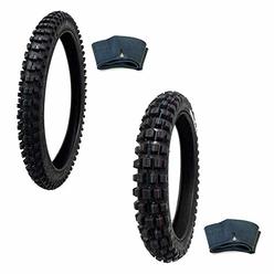 MMG Tire Set Off Road Knobby Front Tires Size 80/100-21 with Inner Tube + Rear Tire Size 100/90-19 with Inner Tube