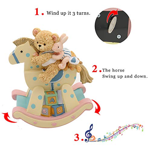 LOVE FOR YOU Gift Wrapped Rocking Horse Music Box for Baby Mom Girls Kids Boys Daughter Women Musical Soothing Sleep Rocking Cha