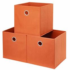 hsdt Orange Storage Cubes Bins 11x11x11 Decorative Cubicle Cubes Organizer Baskets Fabric Storage Drawers Foldable Cubes Storage Boxe