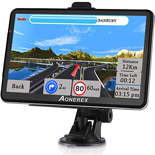 Aonerex gPS Navigation for car 2022 Maps 7 Inch Touch Screen Vehicle gPS Voice Navigation for Truck Lorry RV Speeding Warning Free Lifet