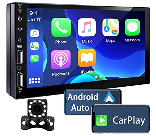 Leadfan 1 Double Din car Stereo compatible with Apple carplayAndroid Auto, 7  Inch Full HD capacitive Touchscreen - Bluetooth, Backup camer