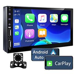 Leadfan Double Din car Stereo compatible with Apple carplayAndroid Auto, 7 Inch Full HD capacitive Touchscreen - Bluetooth, Backup camer