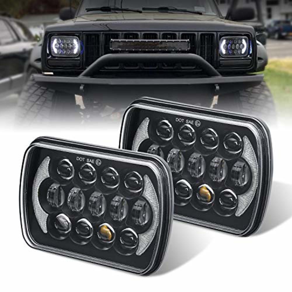 LX-LIGHT (Pair) 5x7 6x7 High Low Beam Led Headlights Compatible with Jeep Wrangler YJ Cherokee XJ H6054 H5054 H6054LL 69822 6052 6053 wit