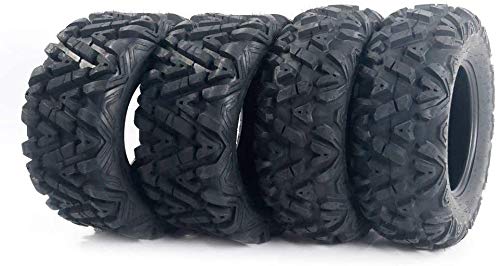 SUNROAD Complete 4PCS All Terrain ATV UTV Tires Set 25x8-12 Front & 25X10-12 Rear 6Ply Tubeless