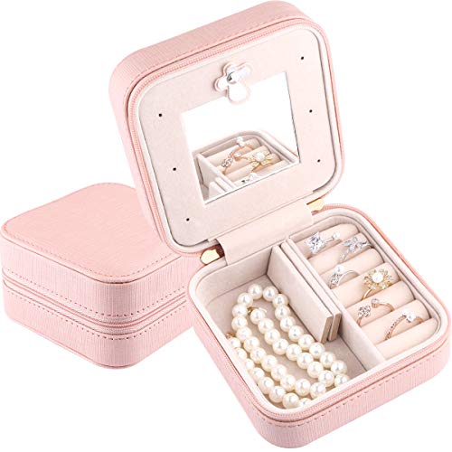 JIDUO Duomiila Small Jewelry Box, Travel Mini Organizer Portable Display Storage Case for Rings Earrings Necklace,Gifts for Girl