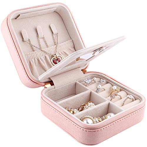 JIDUO Duomiila Small Jewelry Box, Travel Mini Organizer Portable Display Storage Case for Rings Earrings Necklace,Gifts for Girl