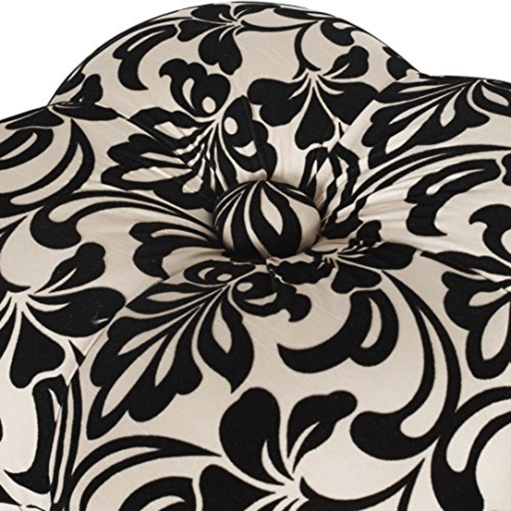 Jennifer Taylor Home Ellen Gothic Design Round Luxury Ottoman, 18, Floral Print/Black/White