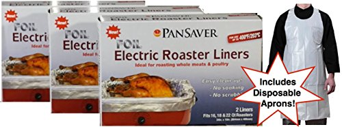 Pansaver Foil Electric Roaster Oven Liners, 3 Box Bundle (6 Liners) Fits  16,18, 22 Quart Roasters Includes 3 FREE Superior Indiv