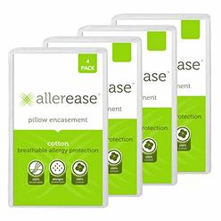 Aller-Ease AllerEase 100% Breathable cotton Pillow Protector for Sleeping, Queen 30 x 20 - 4 Pack