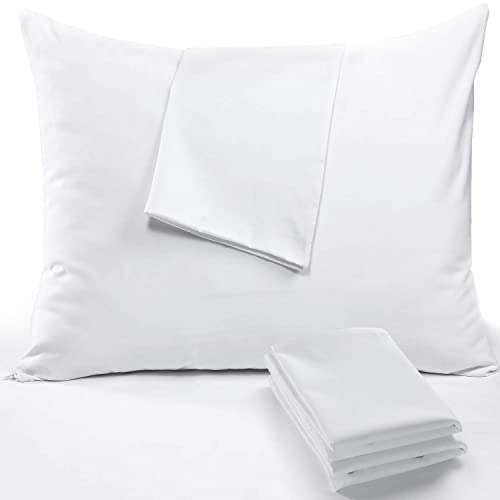Niagara Sleep Soluti Niagara 4 Pack Pillow cases King 20x36 Zippered Set White Soft Brushed covers Protectors Microfiber Reduces Respiratory Irritati