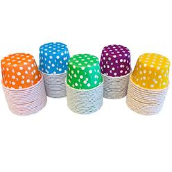 Outside the Box Pape Rainbow colors MINI candy Nut Paper cups - MINI Baking Liners - Red Orange Yellow green Blue Purple - Polka Dot - 100 Pack
