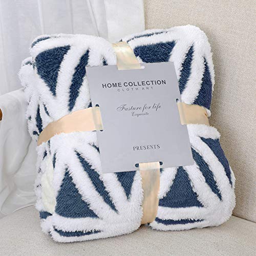 LOMAO Sherpa Fleece Blanket Fuzzy Soft Throw Blanket Dual Sided Blanket for couch Sofa Bed (Navy, 71x80)