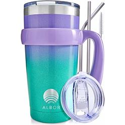 ALBOR Triple Insulated Stainless Steel Tumbler 20 oz gradient coffee Travel Mug With Handle