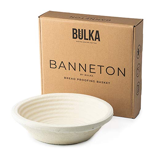 Bulka Banneton Bread Proofing Basket Brotform Spruce Wood Pulp 9 inch groove - Non-Stick Round Dough Proving Bowl Boule containe