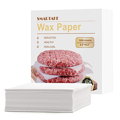 SMARTAKE 6 A 6 Inches Wax Paper, 1000 Pcs Non-Stick Hamburger Patty Paper, Square Sandwich Separators Wrap Paper, for Lunch, Res