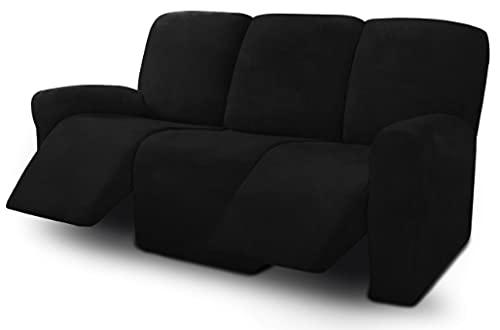 ULTIcOR 8-Pieces Recliner Sofa covers Velvet Stretch Reclining couch covers for 3 cushion Reclining Sofa Slipcovers Furniture co
