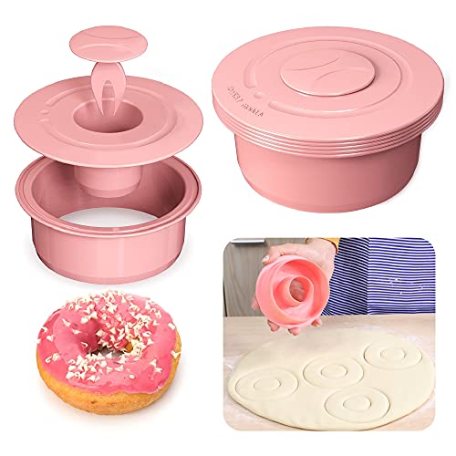 gASLIKE Donut cutter, 6 Pcs Round cookie cutter set, Doughnut Hole cutters, Measuring 25, 3, 35 for Doughnut Baking Pastry Dough