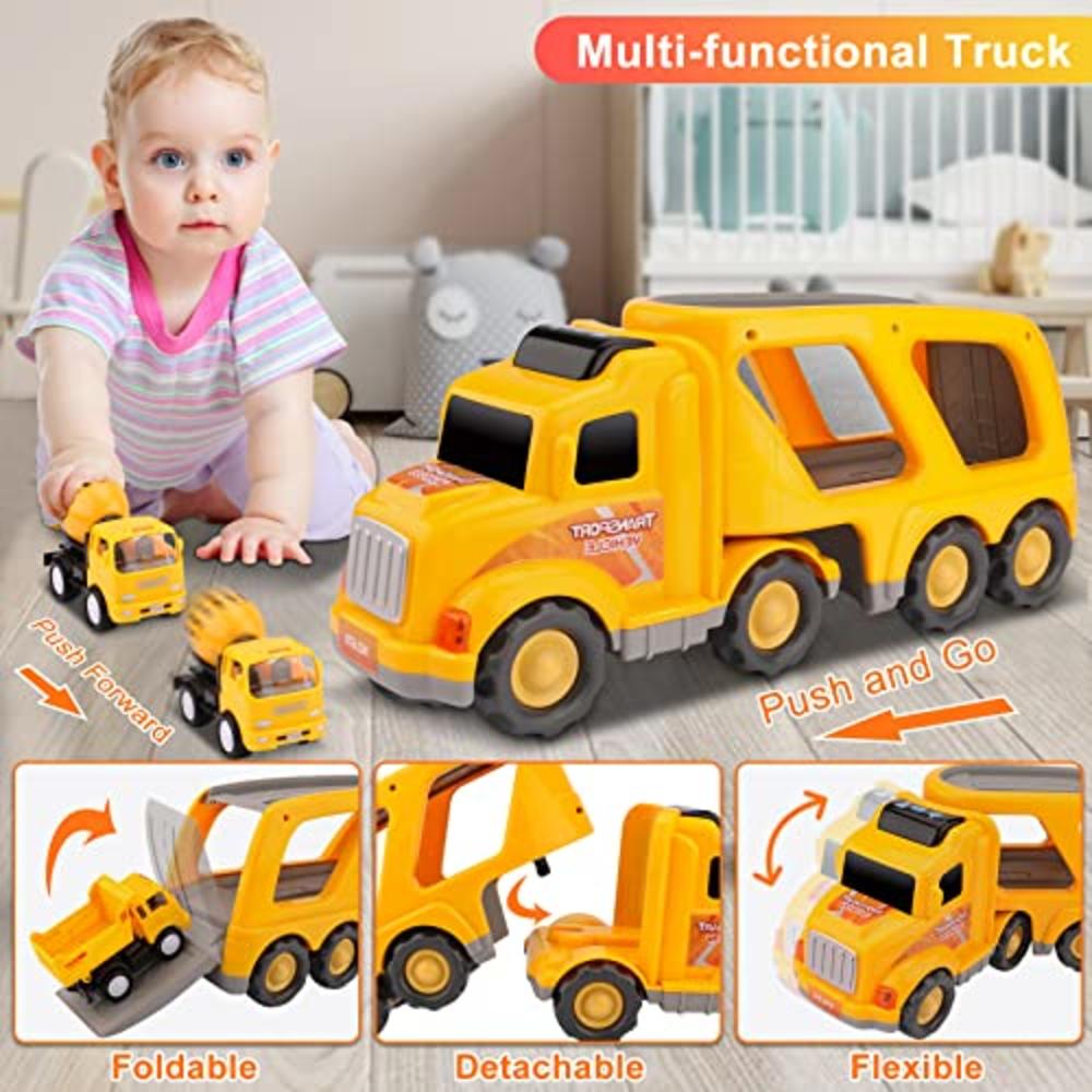 Nicmore Kids Toys Car for Boys: Boy Toy Trucks for 1 2 3 4 5 6 Year Old Boys Girls | Toddler Toys 5 in 1 Carrier Vehicle Constru