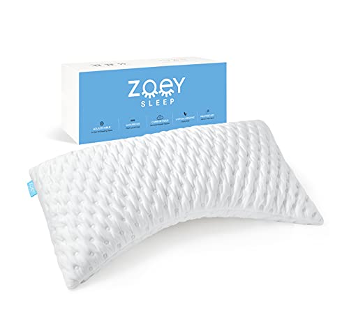 Zoey Sleep Side Sleeper Pillow for Neck and Shoulder Pain Relief - Adjustable Memory Foam Bed Pillows for Sleeping - Soft Plush 