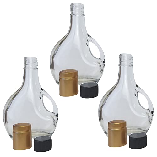 Cornaby\'s cornabys clear glass European Styled Bottles - Set of 3, 8oz w Lid & gold Seal Perfect for gourmet gift giving, Salad Dressings,