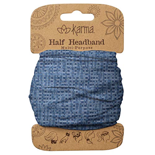 Karma Gifts Karma Blue Basket Weave Headband for Women - Medium - Fabric Headband and Stretchy Hair Scarf - Blue