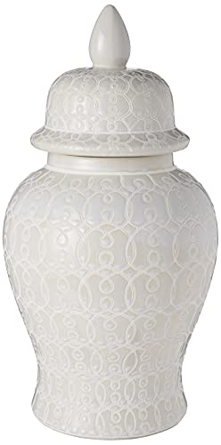 Import Collection TIC Collection Hand Crafted and Hand Painted Ellery Jar, Multi-Tonal Shades of Cream, Taupe, & Gray