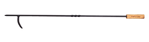 The Cottage Place Large Steel Fire Pit Poker with Wood Handle 48 Inch Long for Campfires, Fire Pits, Fireplaces, and Wood Stoves